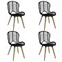 Vidaxl Dining Chairs 4 Pcs Black Natural Rattan