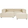 Modular Right Hand Sofa Beige Linen 2 Seater Sectional Corner Sofa With Ottoman Black Legs