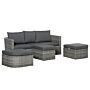 Outsunny 5-seater Outdoor Pe Rattan Sofa Set, Patio Wicker Conversation Double Chaise Lounge Furniture Set W/ Side Table, Large Daybed, Mixed Grey