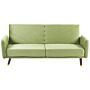 Sofa Bed Olive Green Velvet Fabric 3 Seater Wooden Legs Track Arm