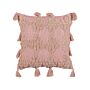 Scatter Cushion Pink Cotton 45 X 45 Cm Geometric Pattern Tassels Removable Cover With Filling