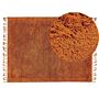 Area Rug Orange Cotton 140 X 200 Cm Shaggy Rectangular With Tassels