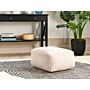 Pouffe Beige Corduroy Eps Beads Filling Solid Pattern Square Boho Modern Fabric Footstool