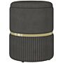 Homcom Round Ottoman Stool With Storage, Velvet-feel Fabric Upholstered Pouffe Foot Stool With Padded Seat And Hidden Space