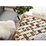 Area Rug Brown Cowhide Leather Patchwork Geometric Diamond Pattern Felt Underlay 160 X 230 Cm Modern Country