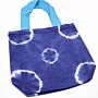 Natural Tye-dye Cotton Bag (8oz) - 38x42x12cm - Blue Rings - Blue Handle