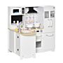 Homcom Kids Wooden Kitchen, Large Pretend Role Play Kitchen W/ Realistic Refrigerator, Microwave, Oven, Range Hood, Sink, Telephone