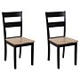 Set Of 2 Dining Chairs Black And Light Rubberwood Slat Back Cottage Style