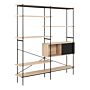 Angus Bookcase With 1 Sliding Door & 5 Shelves In White Oak & Black