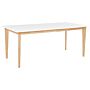 Dining Table White With Light Wood Mdf Rubberwood Legs Extendable