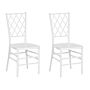 Set Of 2 Dining Chairs White Synthetic Slatted Back Armless