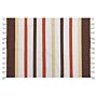 Area Rag Rug Brown And Beige Stripes Cotton 160 X 230 Cm Rectangular Hand Woven