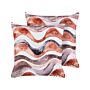 Set Of 2 Garden Cushions Brown Polyester Abstract Motif Pattern 45 X 45 Cm Modern Outdoor Decoration Water Resistant