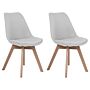 Set Of 2 Dining Chairs Light Grey Faux Leather Sleek Wooden Legs Beliani