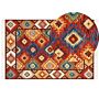 Kilim Area Rug Multicolour Wool 200 X 300 Cm Hand Woven Flat Weave Oriental Pattern With Tassels