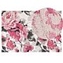 Cotton Area Rug Pink Flowers Motif 140 X 200 Cm