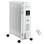 Homcom 2720w Digital Oil Filled Radiator, 11 Fin, Portable Electric Heater With Led Display, 3 Heat Settings, Safety Cut-off And Remote Control, White