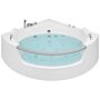 Corner Whirlpool Bath White Sanitary Acrylic With Led Massage Jets 187 X 136 Cm