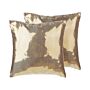 Set Of 2 Decorative Cushions Gold Sequin 45 X 45 Cm Glittering Sparkle