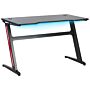 Gaming Desk Black Mdf Metal Legs Rectangular 120 X 60 Cm With Rgb Lights Modern Design Home Office Furniture