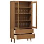 Vidaxl Vitrine Cabinet Molde Brown 90x35x175 Cm Solid Wood Pine