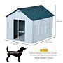 Pawhut Plastic Weatherproof Dog House, Blue