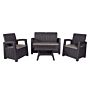 Faro 4 Seater Conversation Set - 1 Two Seater Sofa, 2 Arm Chairs And Black Table