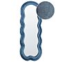 Wall Mirror Blue Mdf Frame Glass 57 X 160 Cm Irregular Shape Decorative Wall Mounted Accent Piece Modern Style Beliani