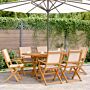 Vidaxl Folding Garden Chairs 6 Pcs Beige Fabric And Solid Wood