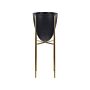 Plant Stand Black With Gold Iron 16 X 16 X 41 Cm Metal Flower Pot Uv Resistant Modern Industrial Standing Planter