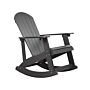 Garden Rocking Chair Dark Grey Plastic Wood Slatted Design