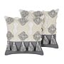 Decorative Cushions White And Grey Cotton 45 X 45 Cm With Tassels Diamond Pattern