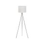 Floor Lamp Silver Metal 148 Cm Tripod Stand White Fabric Drum Shade