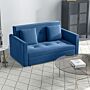 Homcom 2 Seater Sofa Bed, Convertible Bed Settee, Modern Fabric Loveseat Sofa Couch W/ Cushions, Hidden Storage For Guest Room, Dark Blue