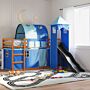 Vidaxl Bunk Bed With Slide And Curtains Blue 90x200 Cm