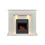 Acantha Maine White Marble Fireplace With Downlights & Alta Electric Inset Stove In Black, 48 Inch