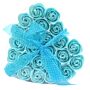 Set Of 24 Soap Flower Heart Box - Blue Roses