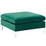 Ottoman Green Velvet Top-pillow Seat Silver Metal Legs