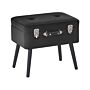 Stool With Storage Black Velvet Upholstered Black Legs Suitcase Design Buttoned Top