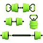 Sportnow 30kg Four-in-one Adjustable Weight Dumbbells Set, Barbell, Kettlebell, Push Up Stand - Green