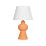 Table Lamp Orange Ceramic Base Linen Drum Shaped Shade