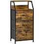 Homcom Industrial Storage Cabinet, Fabric Chest Of Drawers With Display Shelves, 3 Drawers Storage Unit, Rustic Brown