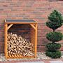 Callow Retail Premium Log Store - Honey Brown Sturdy Wood Rack For Log Storage, Firewood Storage Shed With Felt Roof