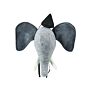 Plush Animal Head Wall Decor Grey Cotton Elephant Head Kid's Room Toy Decoration Accessory