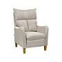 Reclining Armchair Light Beige Fabric Adjustable Back Pull-out Footstool High Back Vintage Style Beliani