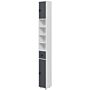 Kleankin 180cm Tall Slim Bathroom Cabinet, Narrow Toilet Roll Storage With Open Shelves, 2 Door Cabinets, Adjustable Shelves, For Kitchen, Grey