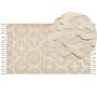 Area Rug Beige Cotton 80 X 150 Cm Minimalistic Tufted Shaggy Geometric Pattern