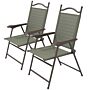 Outsunny 2 Pieces Folding Patio Camping Chairs Set, Sports Chairs For Adults With Armrest, Mesh Fabric Seat For Lawn