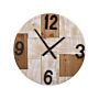 Wall Clock Light Wood Round Ø 60 Cm Handmade Face Black Hands Numbers