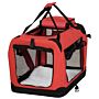 Pawhut Dog Carrier Bag Portable Cat Carrier Folding Dog Bag W/ Pvc Oxford Cloth For Small And Miniature Dogs, 60 X 42 X 42 Cm, Red